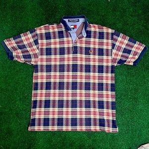 Vintage 90’s Tommy Hilfiger Plaid Polo Shirt
